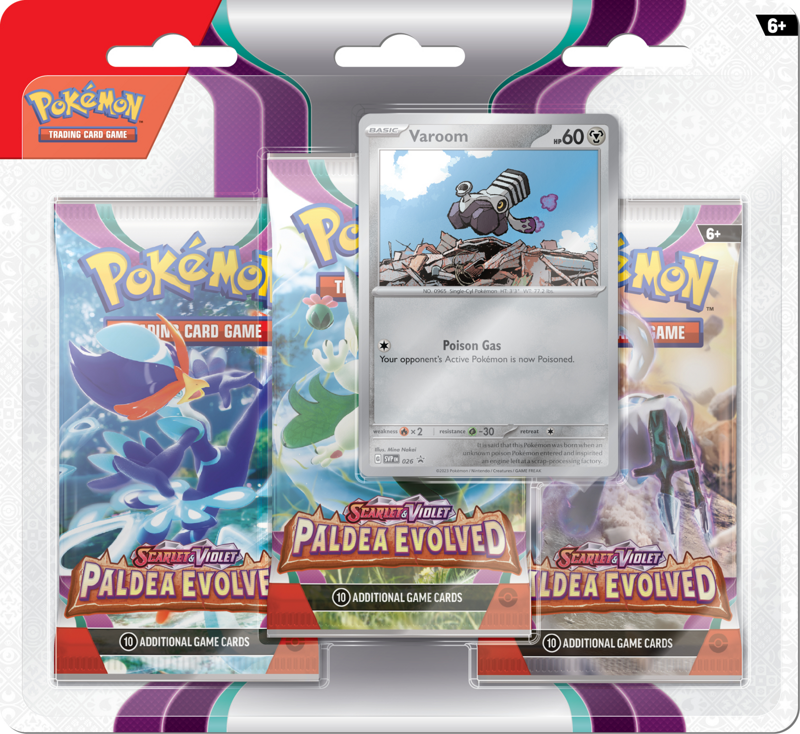 Pokémon TCG: Pokemon Scarlet & Violet Paldea Evolved: 3 Pack Blister Tinkatink or Varoom