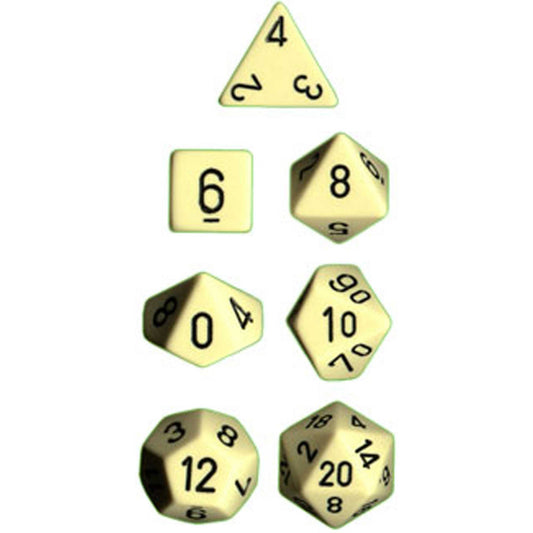 Polyhedral Dice: Opaque - Ivory with Black (7)
