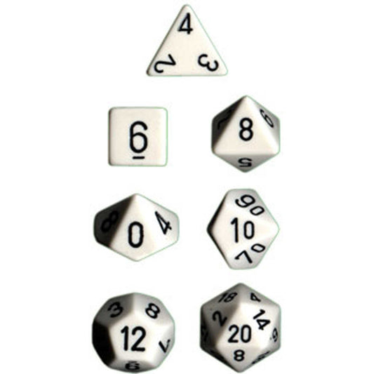 Polyhedral Dice: Opaque - White with Black (7)