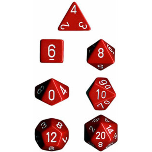 Polyhedral Dice: Opaque - Red with White (7)