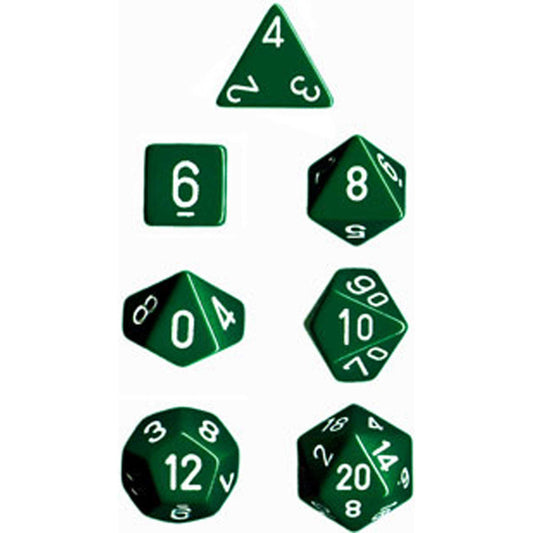 Polyhedral Dice: Opaque - Green with White (7)