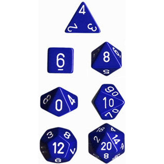 Polyhedral Dice: Opaque - Blue with White (7)