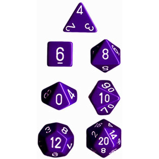 Polyhedral Dice: Opaque - Purple with White (7)