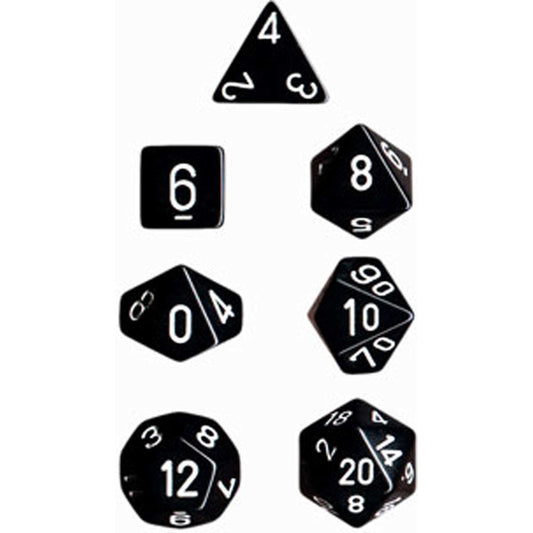 Polyhedral Dice: Opaque - Black with White (7)