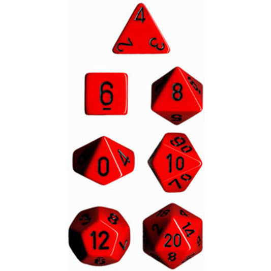 Polyhedral Dice: Opaque - Red with Black (7)