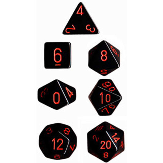 Polyhedral Dice: Opaque - Black with Red (7)