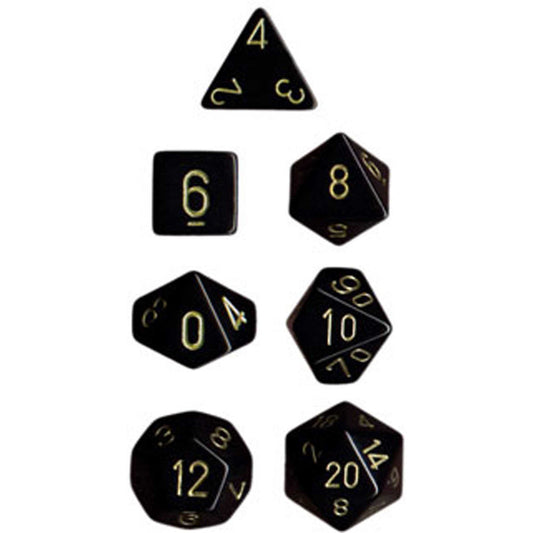 Polyhedral Dice: Opaque - Black with Gold (7)