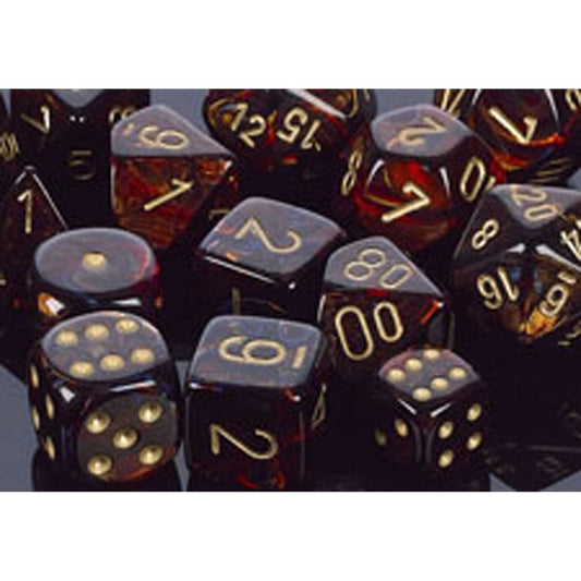 Polyhedral Dice: Scarab - Blue Blood with Gold (7)