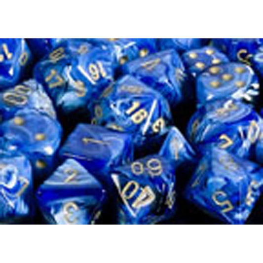 Polyhedral Dice: Vortex - Blue with Gold (7)