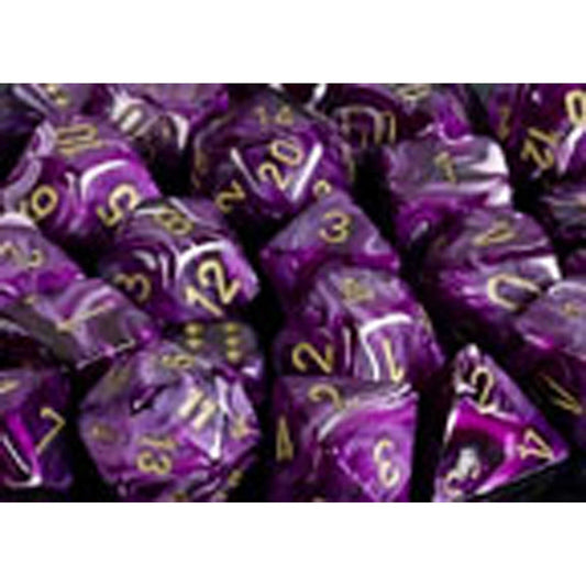Polyhedral Dice: Vortex - Purple with Gold (7)