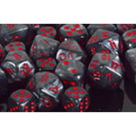 Polyhedral Dice: Velvet - Black with Red (7)