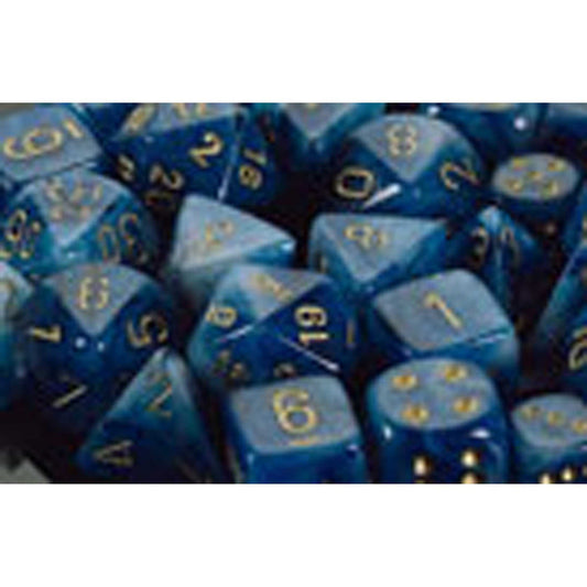 Polyhedral Dice: Phantom - Teal with Gold (7)