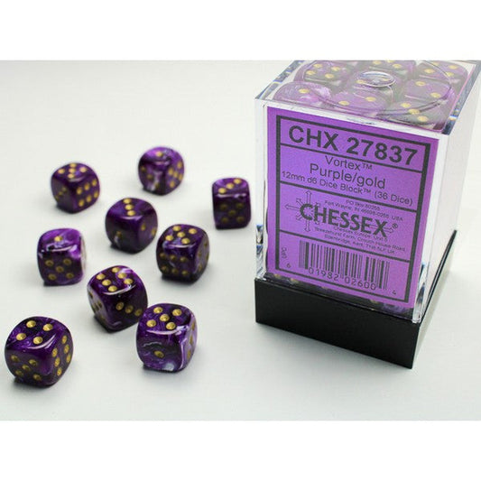12mm d6 Dice Block: Vortex Purple with Gold