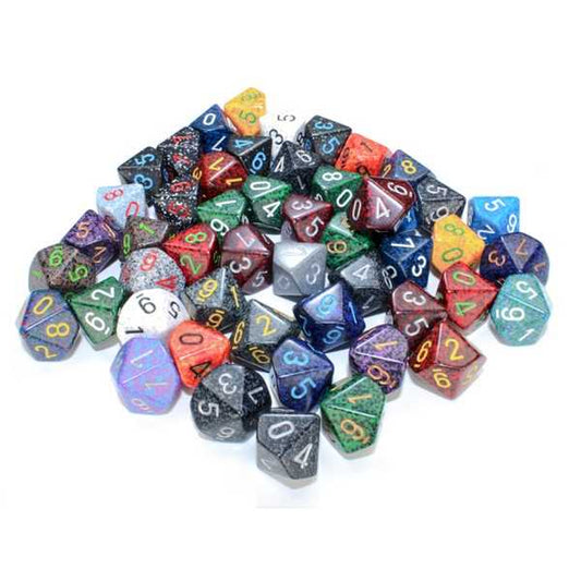 d10 Polyhedral Dice: Bag of 50 Assorted - Speckled