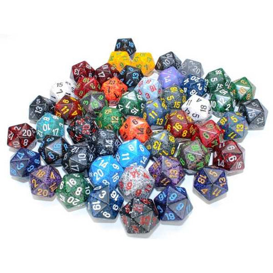 d20 Polyhedral Dice: Bag of 50 Assorted - Speckled