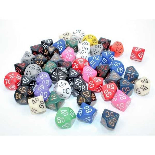 d10% Polyhedral Dice: Bag of 50 Assorted - Opaque