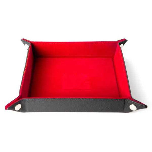 Fold Up Velvet Dice Tray: Red (Leather Backed)