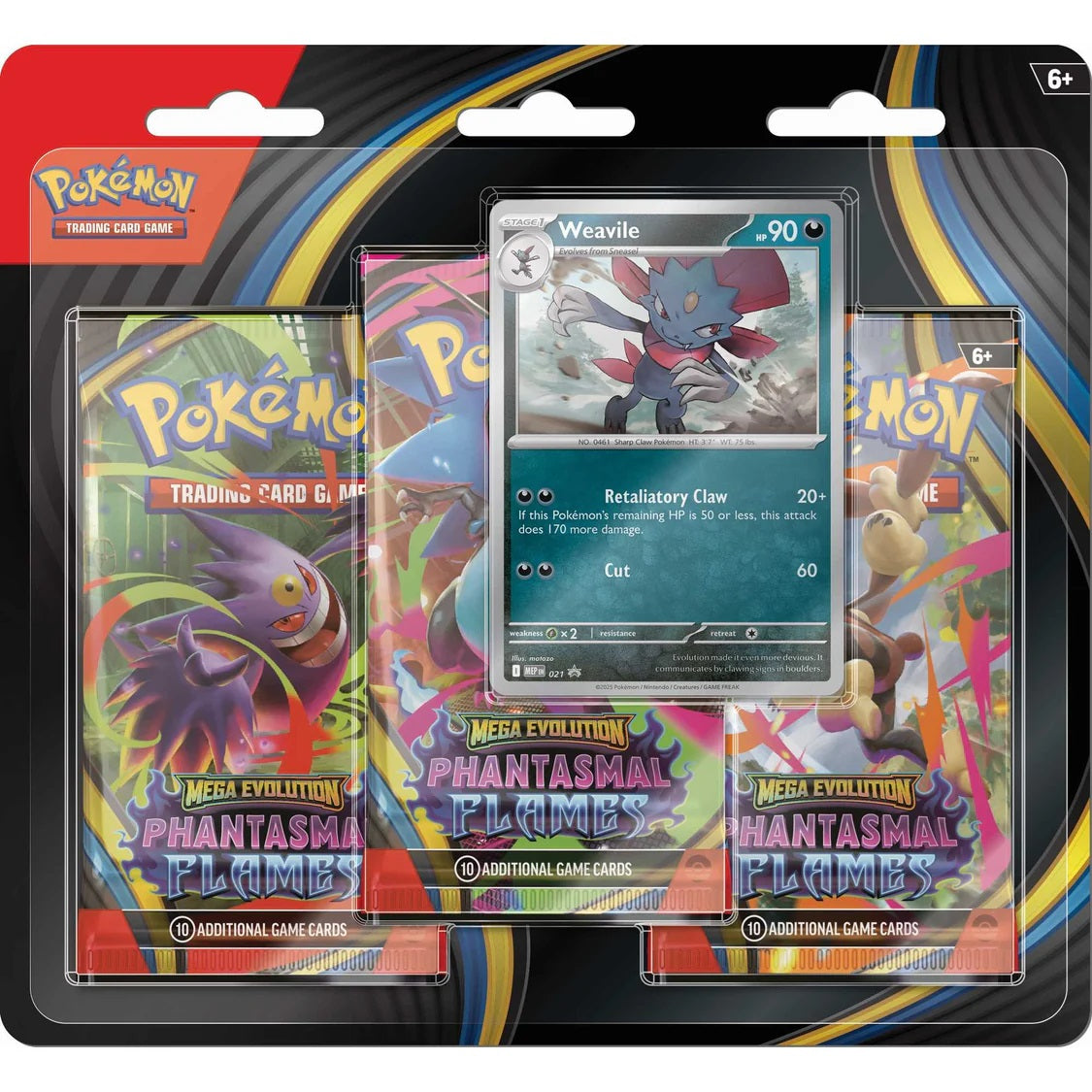 Pokemon TCG: Mega Evolution Phantasmal Flames - 3 Pack - Weavile
