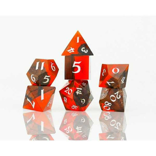 Crimson Grove - The Grove Series - Limited Edition Wood & Resin Dice Sets