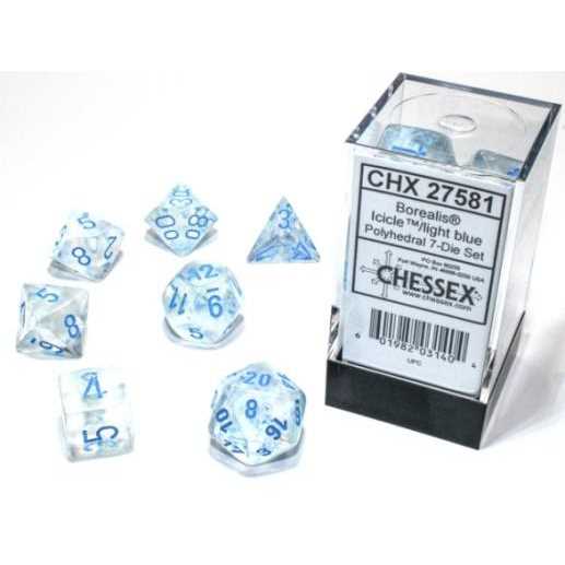 Borealis Polyhedral Icicle/light blue Luminary 7-Die Set