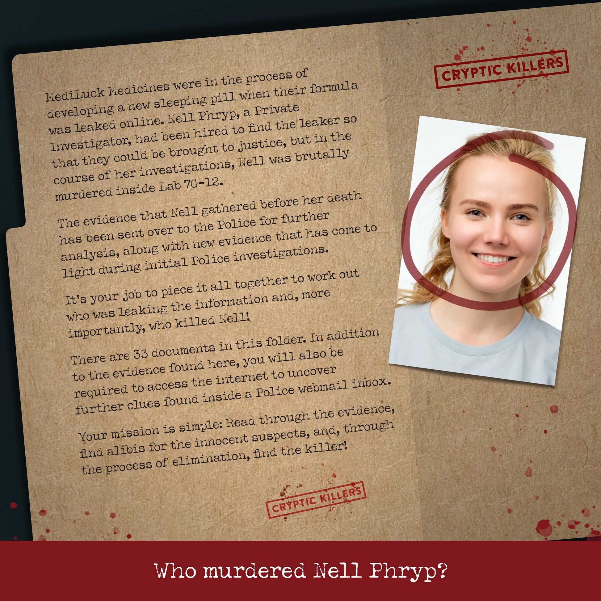 Cryptic Killers - Murder at MediLuck Medicines