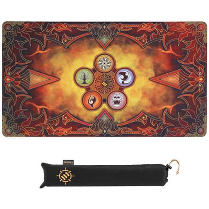 Enhance TCG Playmat with Stitched Edges and Drawstring Pouch (Flames)