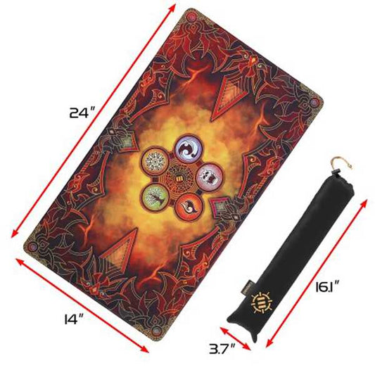 Enhance TCG Playmat with Stitched Edges and Drawstring Pouch (Flames)