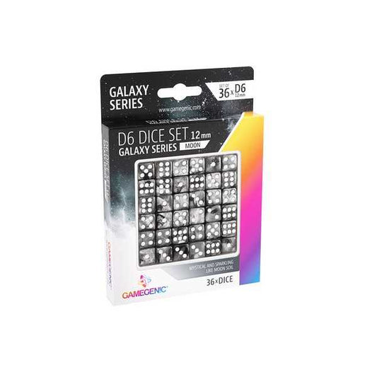 UNIT Gamegenic Galaxy Series - Moon -  D6 Dice Set 12 mm (36 pcs) Black