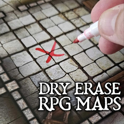 Essential RPG Battle Maps - Starter Set. 6 Plain Wet/Dry Erase Battle Maps with 1 inch grid