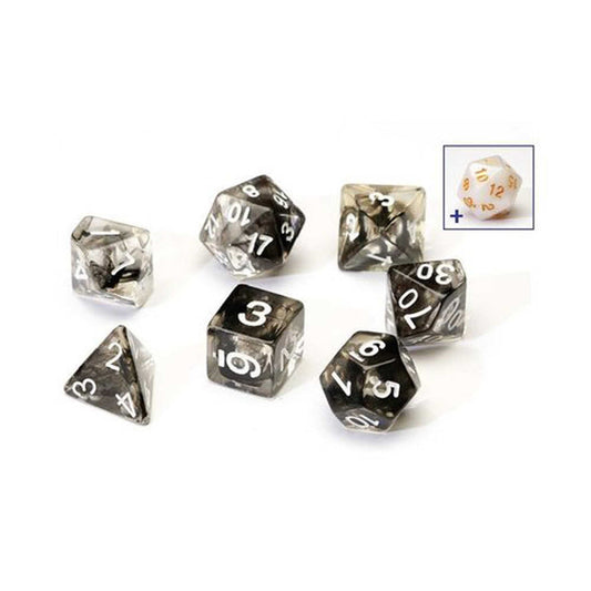 Polyhedral Dice: Black Cloud Transparent