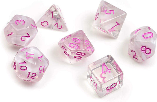 Polyhedral Dice: White Cloud & Pink Ink