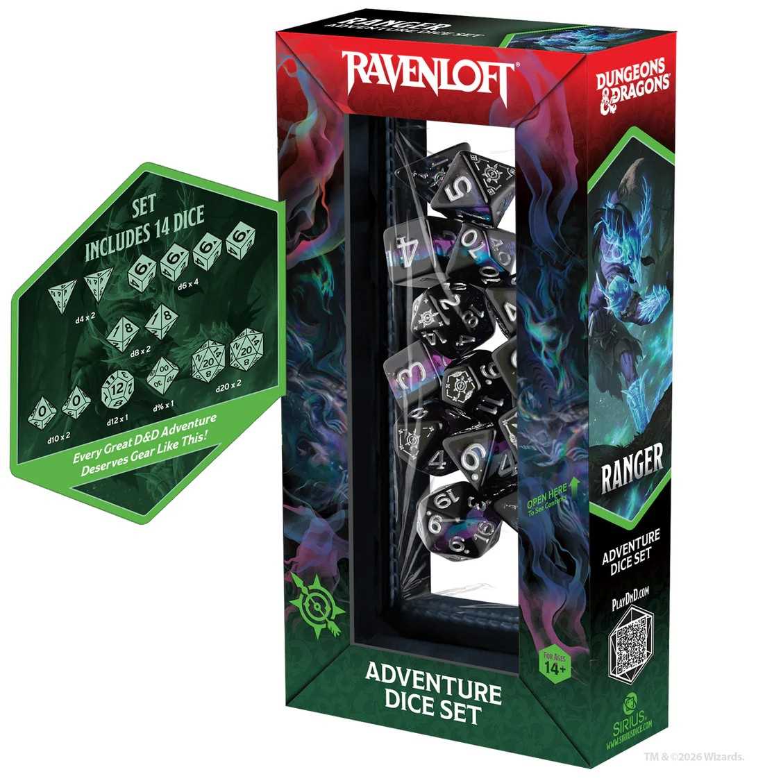 Dungeons & Dragons Adventure Dice Set - Ranger (Black, Blue)