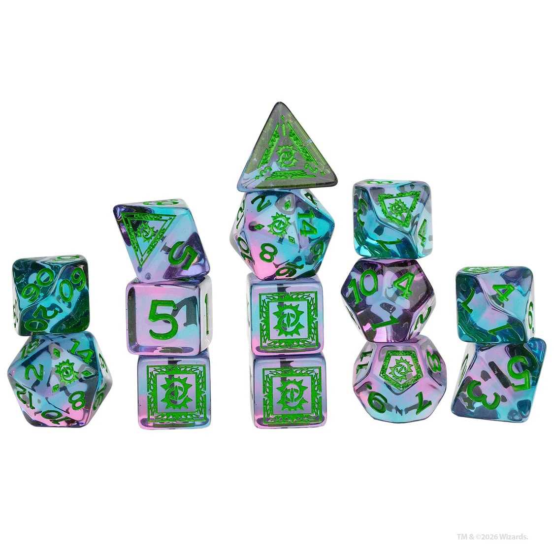 Dungeons & Dragons Adventure Dice Set - Warlock (Purple, Green)