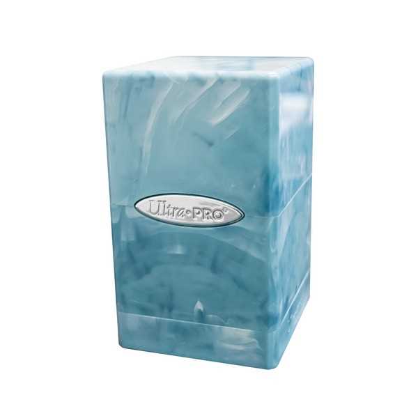 Marble Satin Tower Deck Box - Light Blue / White