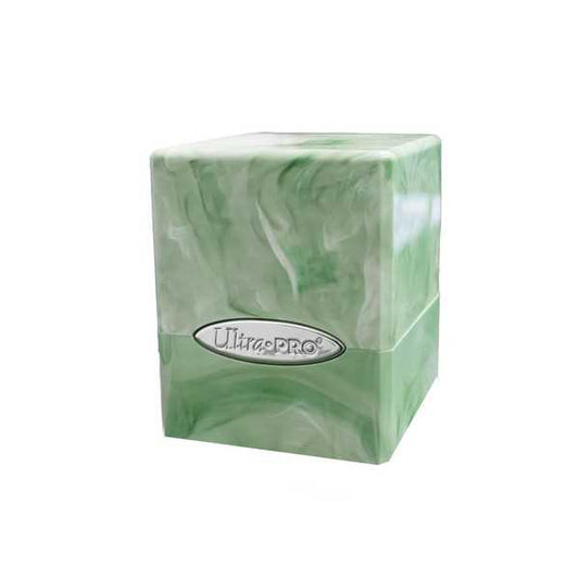 Marble Satin Cube Deck Box - Lime Green / White