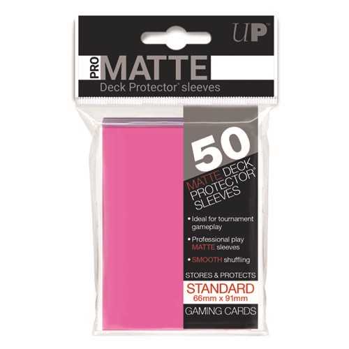 Pro Matte Standard Deck Protectors (50ct) - Bright Pink