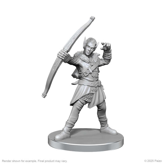 Pathfinder Deep Cuts Unpainted Miniatures: Elf Hunter & Catfolk Bandit (W26)